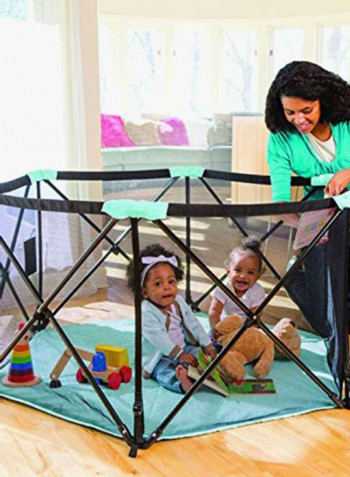 Pop N Play Deluxe Ultimate Play Yard - Grey/Blue/Black