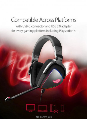 ROG Delta Over-Ear Gaming Headphone With Mic for PS5, PS4, XBOX and PC Black/Silver