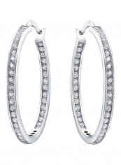 925 Sterling Silver Cubic Zirconia Studded Hoop Earrings