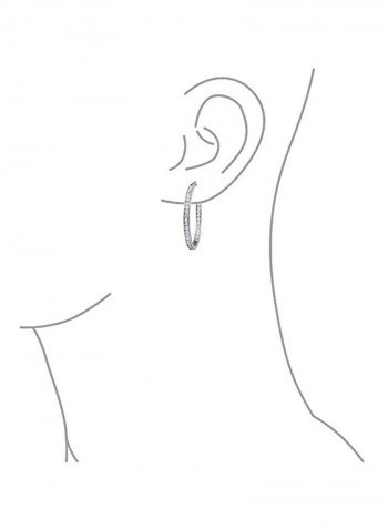 925 Sterling Silver Cubic Zirconia Studded Hoop Earrings