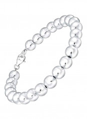 Simple Basic Round 0.925 Sterling Silver Bead Ball Strand Bracelet