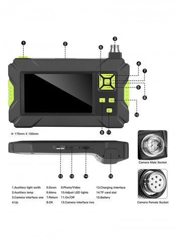 P30 Green Hand-Held Endoscopes Industrial 4.3inch High-Definition 1080P Display Screen Borescope 19.5 x 18.0 x 10.6cm green