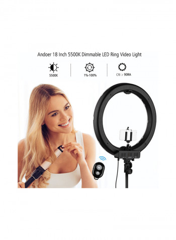 7-Piece Dimmable Photography Ring Fill Light Kit 18inch Black