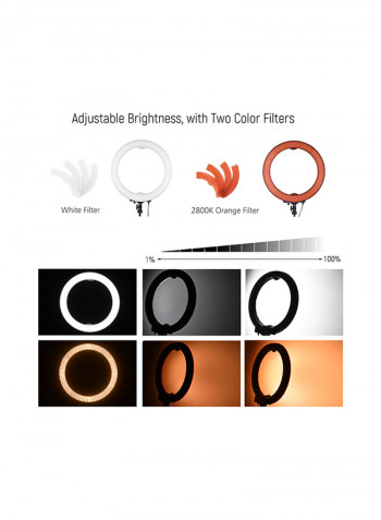 7-Piece Dimmable Photography Ring Fill Light Kit 18inch Black