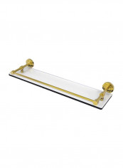 Dottingham Collection Glass Shelf With Gallery Rail Clear/Polished Brass 22inch