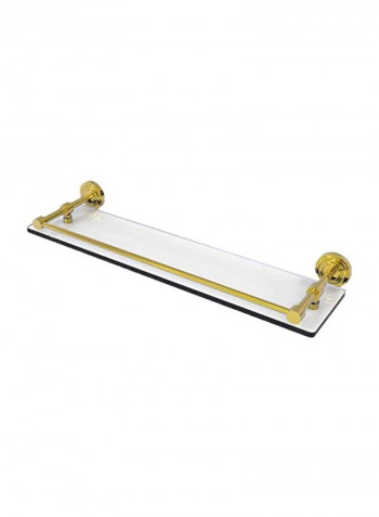 Dottingham Collection Glass Shelf With Gallery Rail Clear/Polished Brass 22inch
