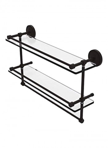 2-Tier Brass Towel Bar With Glass Shelf Black/Clear 22x5inch