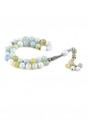 Aquamarine Prayer Beads With Sterling Silver Components