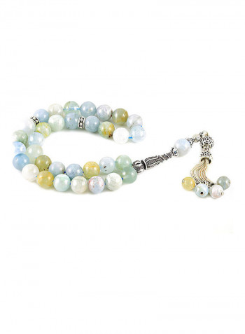 Aquamarine Prayer Beads With Sterling Silver Components