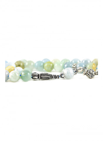 Aquamarine Prayer Beads With Sterling Silver Components