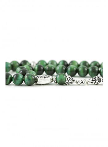 Green Tiger'S Eye Prayer Beads With Sterling Silver Components