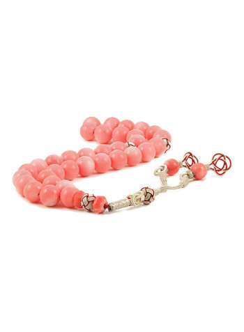 Pink Coral Prayer Beads with Sterling Silver Components