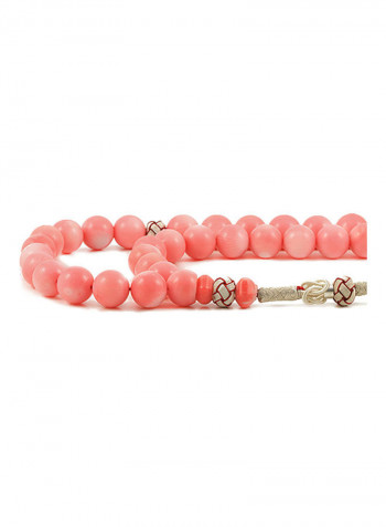 Pink Coral Prayer Beads with Sterling Silver Components