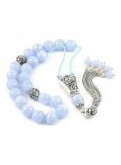 Blue Chalcedony Worry Beads with Sterling Silver components