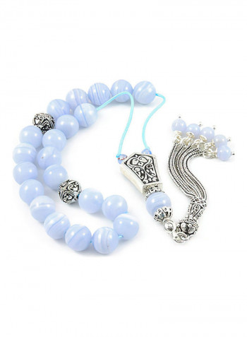 Blue Chalcedony Worry Beads with Sterling Silver components