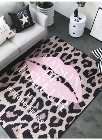 Leopard Lip Pattern Anti-Slip Soft Home Mat Multicolour 150(W)x195(L)centimeter