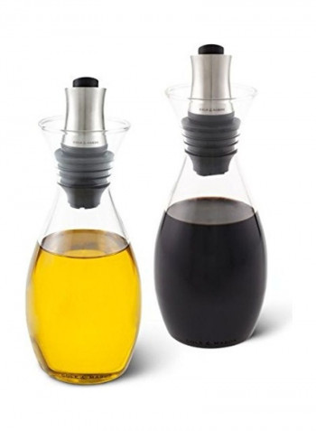 2-Piece Oil and Vinegar Bottle Transparent/Black