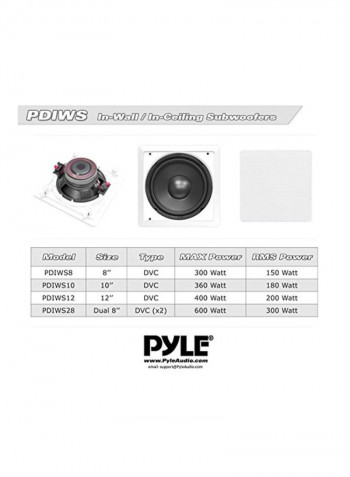 In-Wall Subwoofer System PDIWS White/Black