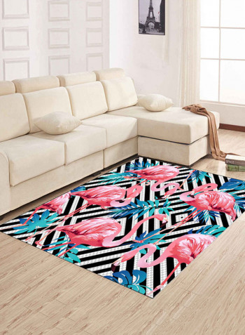 Flamingo Print Living Room Carpet Multicolour 120x160centimeter