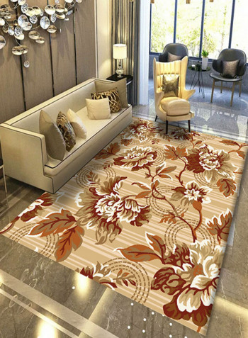 Simple Floral Pattern Soft Carpet Brown/Red 120X160centimeter
