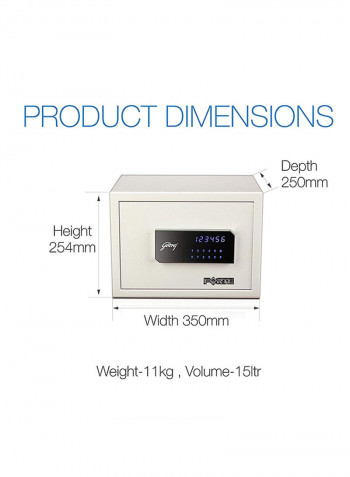 Forte Safe With Electronic Lock White 25x35x25.4centimeter