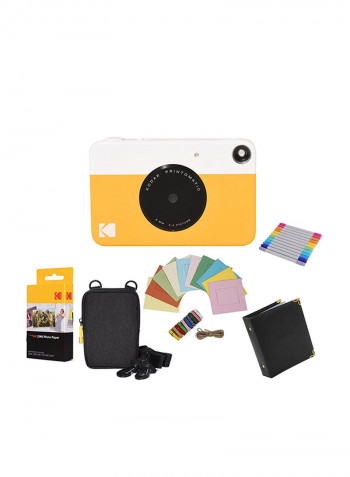 Printomatic Instant Print Camera 10MP Yellow And Accessory Bundle