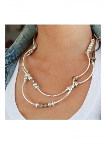 Silver Plated Beaded Wrap Bracelet