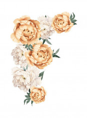 Large Watercolor Peony Flowers Wall Sticker Multicolour 60x90cm