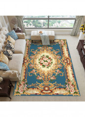 European Style Floral Pattern Anti-Slip Mat Blue/Brown 120X160centimeter