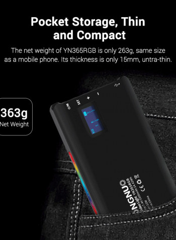 Yongnuo YN365RGB 12W LED Video Pocket Light 2500K-8500K Black