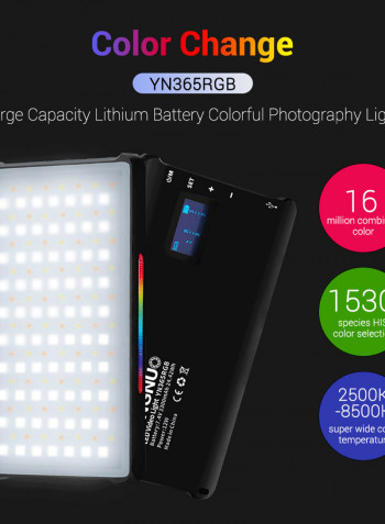 Yongnuo YN365RGB 12W LED Video Pocket Light 2500K-8500K Black