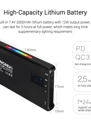 Yongnuo YN365RGB 12W LED Video Pocket Light 2500K-8500K Black