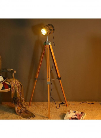 Solid Wood Tripod Floor Lamp Yellow Light 22x25x106centimeter