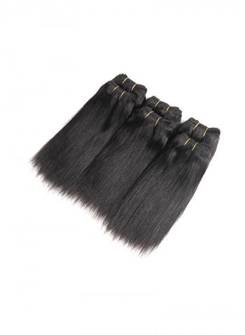 6-Piece Straight Human Hair Extensions Set Black