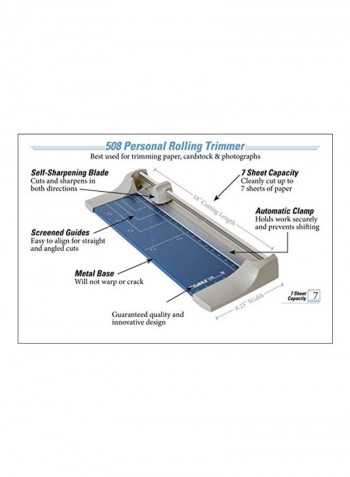 Personal Rolling Paper Trimmer Blue/Grey/White