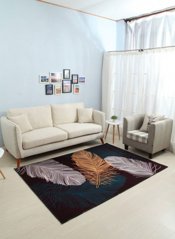 Feather Pattern Soft Non-Slip Floor Mat Multicolour 120x160centimeter