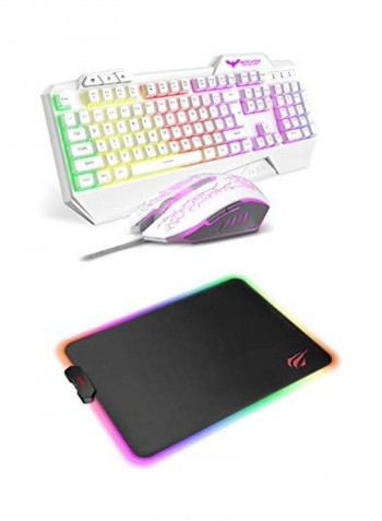 Rainbow Backlit Wired Gaming Keyboard ,Mouse And  Mouse Pad Set