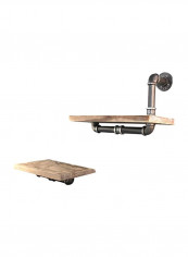 2 Layer Pipe Designed Wall Shelf Brown/Black 17.7x10x12inch