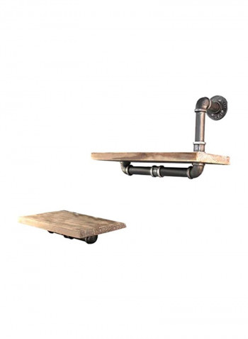 2 Layer Pipe Designed Wall Shelf Brown/Black 17.7x10x12inch