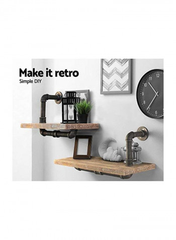 2 Layer Pipe Designed Wall Shelf Brown/Black 17.7x10x12inch