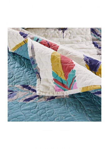 3-Piece Quilt Set White/Blue/Yellow King