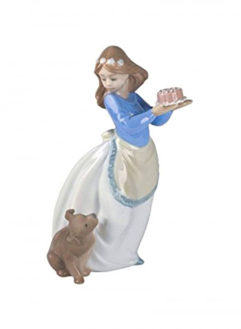 Puppys Birthday Figurine White/Blue/Brown 7.5inch