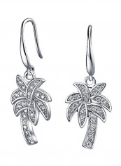 925 Sterling Silver Cubic Zirconia Studded Dangle Earrings Silver/Clear