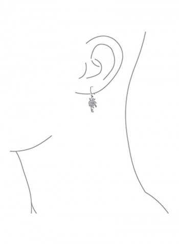 925 Sterling Silver Cubic Zirconia Studded Dangle Earrings Silver/Clear