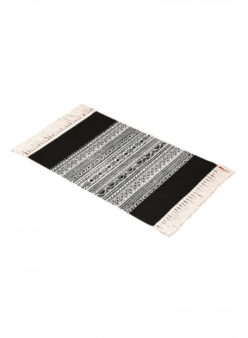 Geometric Pattern Tassel Detail Rug Black/White 60x130cm