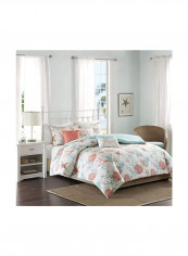 6-Piece Printed Duvet Cover Set White/Blue/Red King