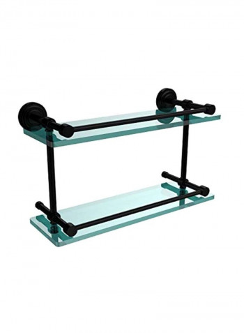 Rail Glass Shelf Black/Clear 16inch