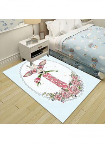 Cute Animal Printed Rug Blue/Pink/White 140x200cm