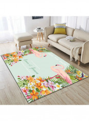 1-Piece Nordic Style Flower Flamingo Print Simple Mat Multicolour 140 x 200cm