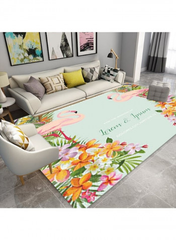 1-Piece Nordic Style Flower Flamingo Print Simple Mat Multicolour 140 x 200cm